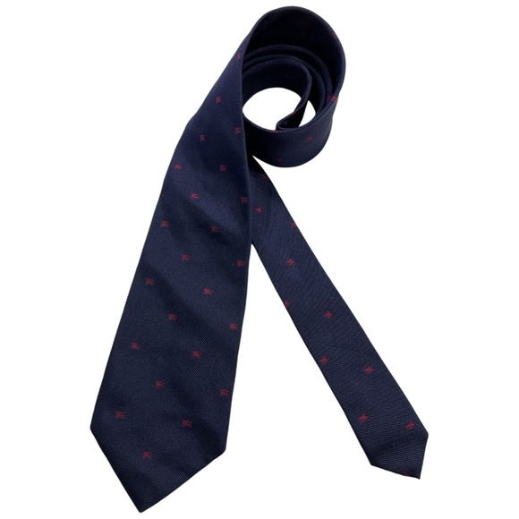 BURBERRY Navy Monogrammed Logo Silk LUXURY Tie ITALY - Picture 1 of 5